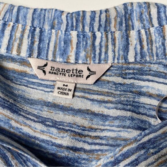 Nanette by Nanette Lapore Blue Striped Button Front Tunic Blouse Women's Size M - Picture 10 of 16